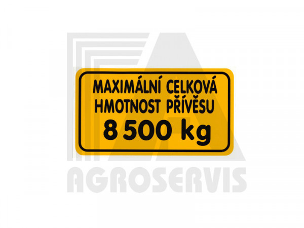 Hmotnost přívěsu 8500 Kg