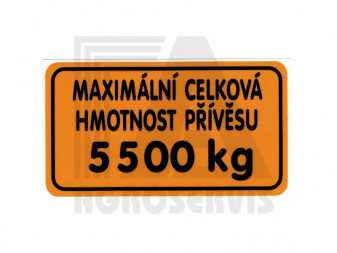 Štítek hmotnost přívěsu 5500kg